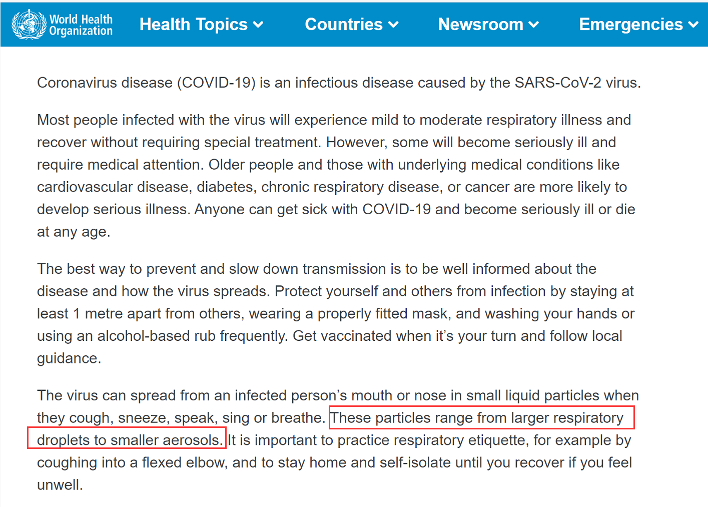 WHO生成新冠病毒可通過氣溶膠和較大的飛沫傳播！